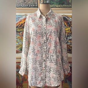 Anthropologie embroidered button front blouse size m/l